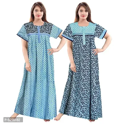 jwf 100% Pure Cotton Nighties Combo (Pack of 2)