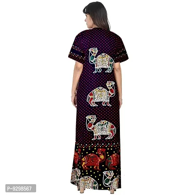 jwf Jaipuri Cotton Printed Maternity Front Zipper Full Length Maxi Nighty Gown (Pack of 2)-thumb3