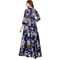 Women's Full Sleeves Fit and Flare Rayon Printed Long Dress-thumb1