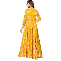 jwf Women's Full Sleeves Fit and Flare Rayon Printed Long Gown (Free Size Upto XXL)-thumb1