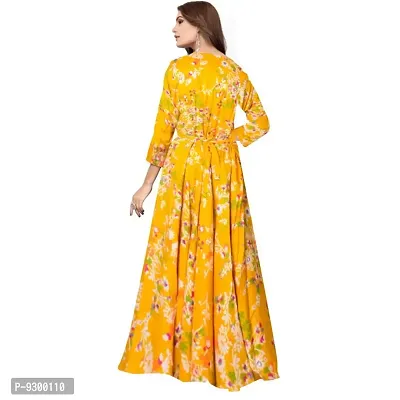 jwf Women's Full Sleeves Fit and Flare Rayon Printed Long Gown (Free Size Upto XXL)-thumb2