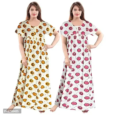 jwf Women's Cotton Nightwear Maxi Gown (Pack of 2 Pcs,)