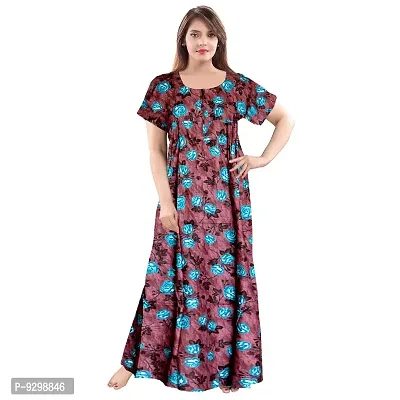 jwf Women's Pure Cotton Printed Attractive Maxi Nightdresses ( Combo Pack of 2 PCs.)-thumb2