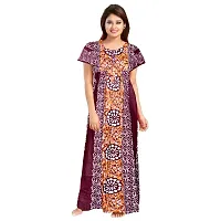 jwf Women's 100% Cotton Printed Attractive Maxi Maternity Wear Comfort Nightdresses ( Combo Pack of 2 PCs.)-thumb1