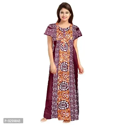 jwf Women's 100% Cotton Printed Attractive Maxi Maternity Wear Comfort Nightdresses ( Combo Pack of 2 PCs.)-thumb2