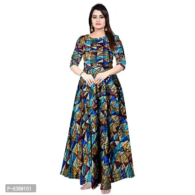 jwf Women Beautiful Rayon Fabric Fit and Flare Maxi Dress Gown Kurties (Free Size Upto XXL)-thumb0