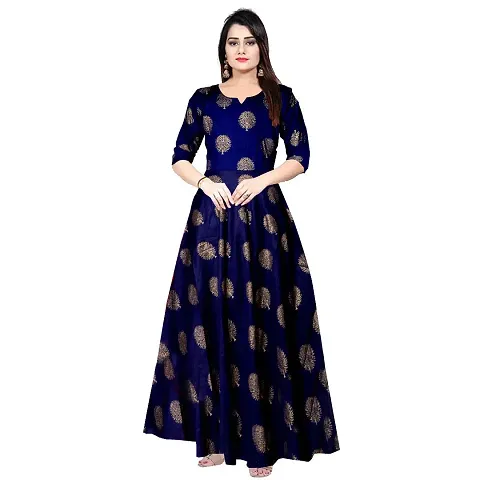 jwf Women's Printed Rayon Fit & Flare Anarkali Maxi Gown for Girl/Women/Ladies (Free Size Upto XXL)