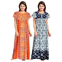 jwf Women's Pure Cotton Printed Regular Maxi Maternity Wear Sleepwear Nightgown ( Pack of 2 PCs.) Orange-thumb2