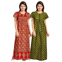 jwf Women's Pure Cotton Printed Maternity Maxi Nightdresses (Pack of 2) Red-thumb1