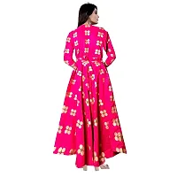jwf Women's Attractive Rayon Maxi Dress Full Length Anarkali Gown Kurti for Women and Girls (Free Size Upto XXL)-thumb1
