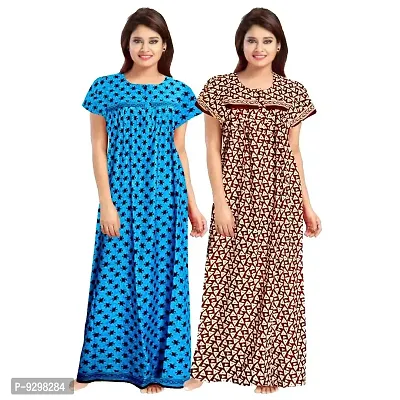 jwf Cotton Printed Attractive Maternity Sleepwear Maxi Nighty