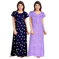 jwf Women's Cotton Printed Attractive Maternity Wear Comfortable Maxi Nightdresses ( Combo Pack of 2 PCs.) Purple-thumb1