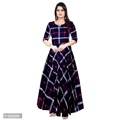 jwf Women Stylish Round Neck Anarkali Long Gown Kurties Dresses (Free Size Upto XXL)