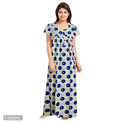 jwf Women's Cotton Color Block Maxi Nighty (SON1310 XL_Multicolor_XL)-thumb0