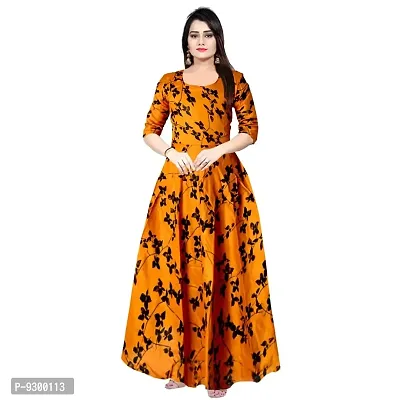 jwf Women Rayon A-Line Western Fit and Flare Maxi Dress Gown (Free Size Upto XXL)-thumb0