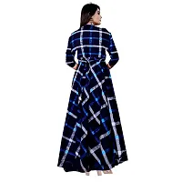 jwf Women's Rayon Jaipuri Printed Maxi Long Gown Blue-thumb1