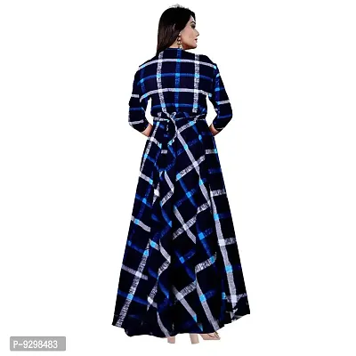 jwf Women's Rayon Jaipuri Printed Maxi Long Gown Blue-thumb2