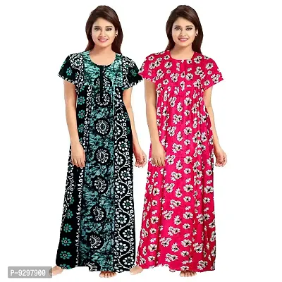 Night Gown for Women Combo Pack Cotton Nighty Floral Print Ankle Length  Maxi Nighty Soft Fabric Nightgown Maternity Gown Cotton Nighty Dress 