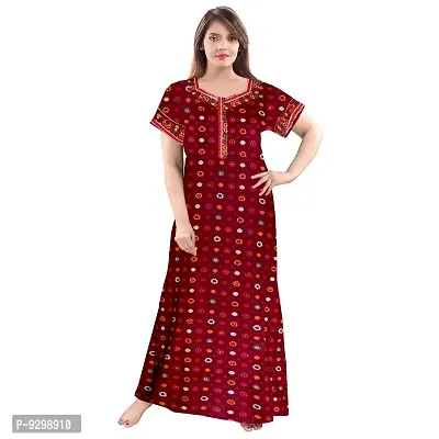 jwf Women's Pure Cotton Gujri Printed Attractive Maxi Nightdresses ( Combo Pack of 2 PCs.)-thumb2