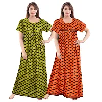 jwf Women's Pure Cotton Nighty (Pack of 2) Orange-thumb1