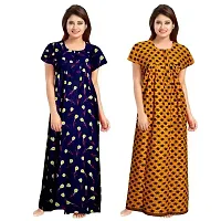 jwf Ladies 100% Cotton Jaipuri Hand Prints Nighty and Nightdresses Nighty (Combo Pack of 2 Pcs) Yellow-thumb1