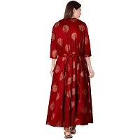 jwf Women's Fashionable Rayon 3/4 Sleeve Fit and Flare Full-Length Maxi Dress-thumb1
