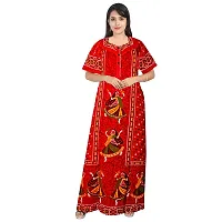 jwf Jaipuri Cotton Printed Maternity Front Zipper Full Length Maxi Nighty Gown (Pack of 2)-thumb1