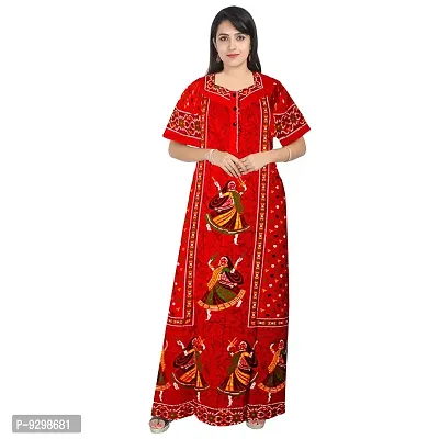 jwf Jaipuri Cotton Printed Maternity Front Zipper Full Length Maxi Nighty Gown (Pack of 2)-thumb2