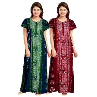 jwf Women's Pure Cotton Printed Maternity Nightwear Maxi Nightdresses (Pack of 2) Maroon-thumb1