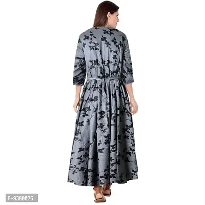 jwf Women's Fashionable Rayon 3/4 Sleeve Fit and Flare Full-Length Maxi Dress-thumb2