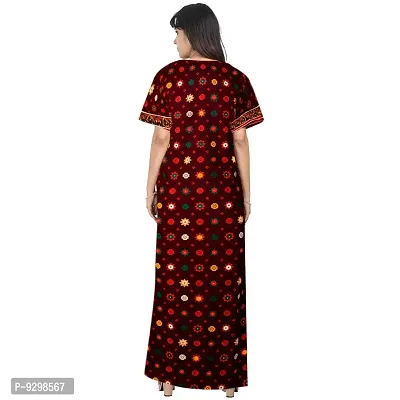 jwf Jaipuri Cotton Printed Maternity Front Zipper Full Length Maxi Nighty Gown (Pack of 2)-thumb5