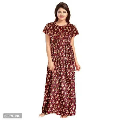 jwf Women's Cotton Printed Night Dress Maxi Gown Nighties Nighty Nightwear Inner  Sleepwear (Combo Pack of 2)-thumb2