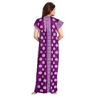 jwf Women's Pure Cotton Printed Maxi Maternity Nightwear, Nightdress Free Size, (Pack of 2) Purple,Black-thumb4