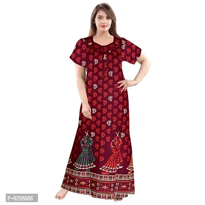 jwf Women's Pure Cotton Gujri Printed Full Length Front Zipper Attractive Maxi Nightdresses ( Combo Pack of 2 PCs.)-thumb4