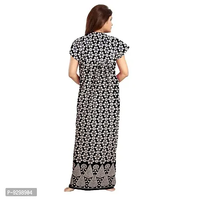 jwf Women's Pure Cotton Printed Maxi Maternity Nightwear, Nightdress Free Size, (Pack of 2) Purple,Black-thumb3