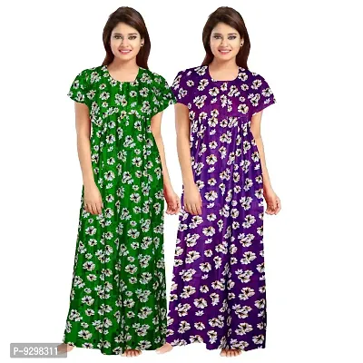 jwf Women's Maxi Cotton Nighty Nightwear Nightdress Embroidery Nighty Full Length Maxi Free Size Nighties Combo ( Pack of 2 ) Sky Blue,Black