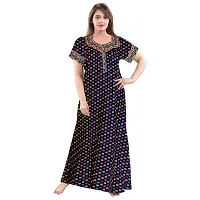 jwf Women's Pure Cotton Gujri Printed Full Length Front Zipper Attractive Maxi Nightdresses ( Combo Pack of 2 PCs.)-thumb1