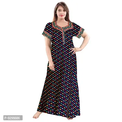 jwf Women's Pure Cotton Gujri Printed Full Length Front Zipper Attractive Maxi Nightdresses ( Combo Pack of 2 PCs.)-thumb2