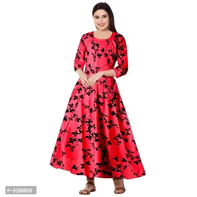 jwf Women's Fashionable Rayon 3/4 Sleeve Fit and Flare Full-Length Maxi Dress