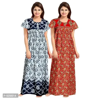 jwf Women's Pure Cotton Regular Maternity Nighty Jaipuri Night Gown Nighty (Free Size ( Upto XXL )-thumb0