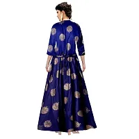 jwf Women's Rayon Full Sleeve A-Line Maxi Length Western Dresses for Women or Girls-thumb1