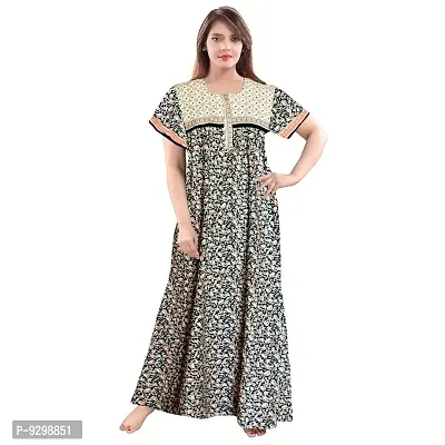 jwf Women's 100% Cotton Printed Maternity Full Length Sleepwear Maxi Nightdresses-thumb4