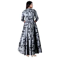 jwf Women Stylish Printed Rayon Fit  Flare Anarkali Maxi Gown Dress with Belt-thumb1