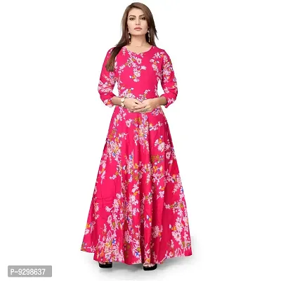 jwf Trendy Modern Women's Wear Rayon Regular Kurta Kurti Gown Anarkali Long Dresses-thumb0