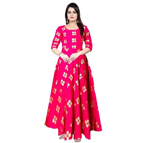 Becooper Women's Rayon Kurta/Gown (Pink)