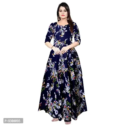 jwf Women Beautiful Rayon Fabric Fit and Flare Maxi Dress Gown Kurties (Free Size Upto XXL)-thumb0