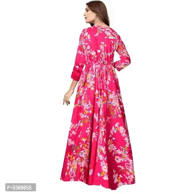 jwf Women Rayon A-Line Western Fit and Flare Maxi Dress Gown (Free Size Upto XXL)-thumb2