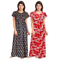 jwf Women's Pure Cotton Printed Regular Maxi Maternity Wear Sleepwear Nightdresses ( Pack of 2 PCs.) Black-thumb2