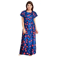 jwf Women's Pure Cotton Regular Jaipuri Maxi Nightdress (Multicolor, Free Size)-thumb1