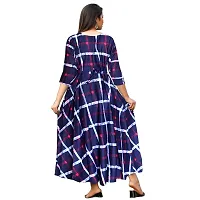 jwf Women's Attractive Rayon Maxi Dress Round Neck Anarkali Long Gown Kurties Dresses (Free Size Upto XXL)-thumb1